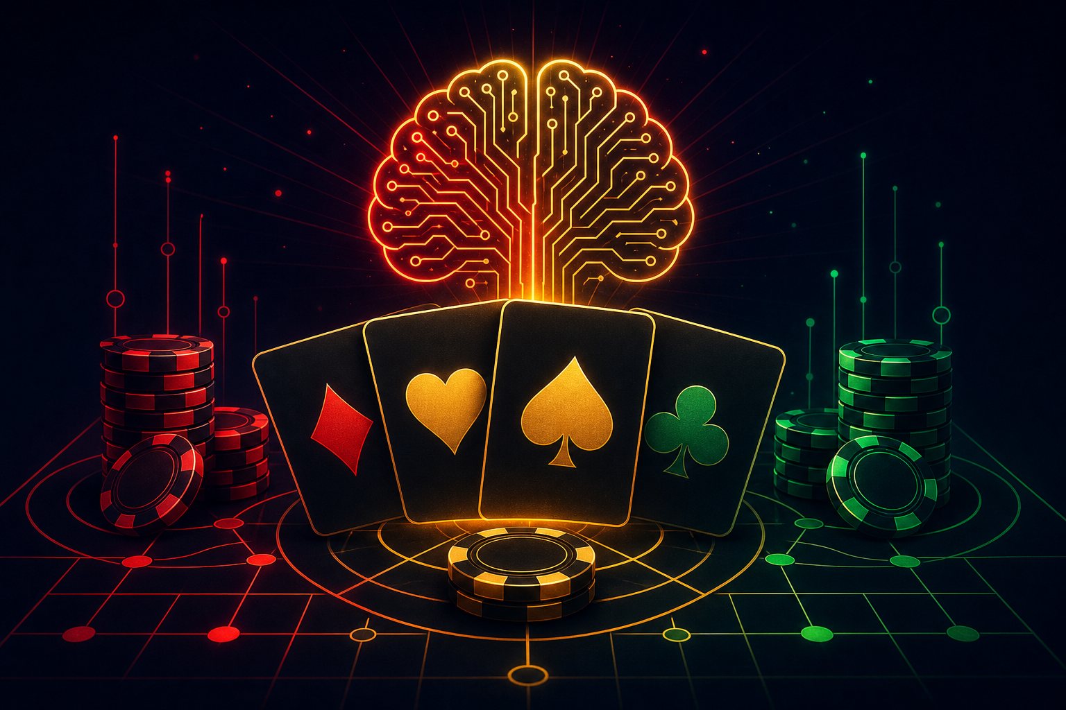 Ilustrasi kartu As dan King dengan chip untuk strategi dasar poker
